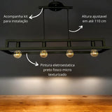 Lustre Pendente Estilo Industrial Preto Fosco Verde Lar 127/220v Preto
