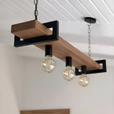 Lustre Rustico Estilo Industrial De Madeira 127/220v Marrom