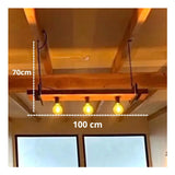 Lustre Rustico Estilo Industrial De Madeira 127/220v Marrom