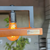 Lustre Pendente Peroba Rosa Madeira Demolição 120cm 127/220v Preto